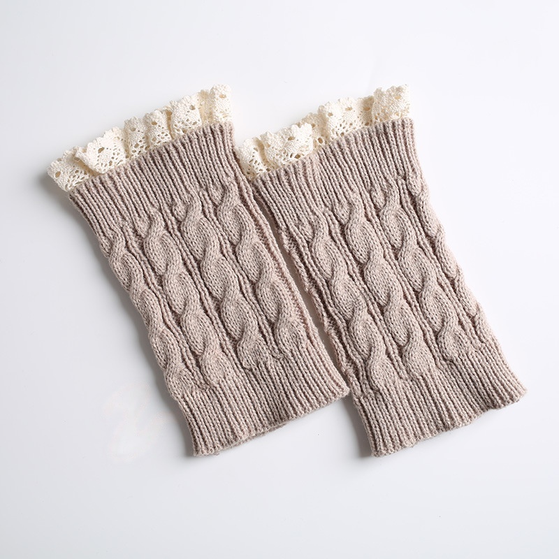 Womens Lace Trim Knit Boot Cuffs Crochet Thermal Short Leg Warmer Boot Toppers